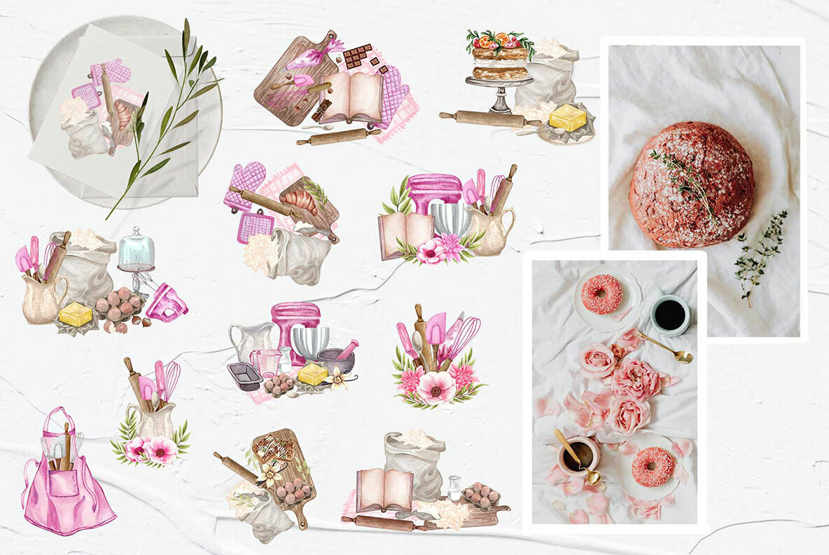 Home Bakery Watercolor Set 4