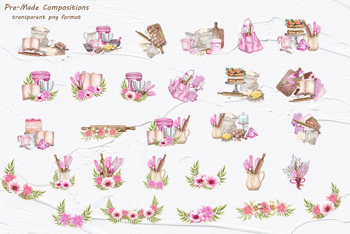 Home Bakery Watercolor Set 10