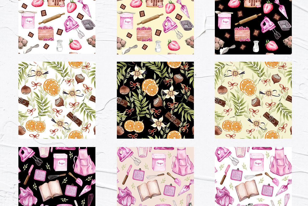 Home Bakery Watercolor Set 13