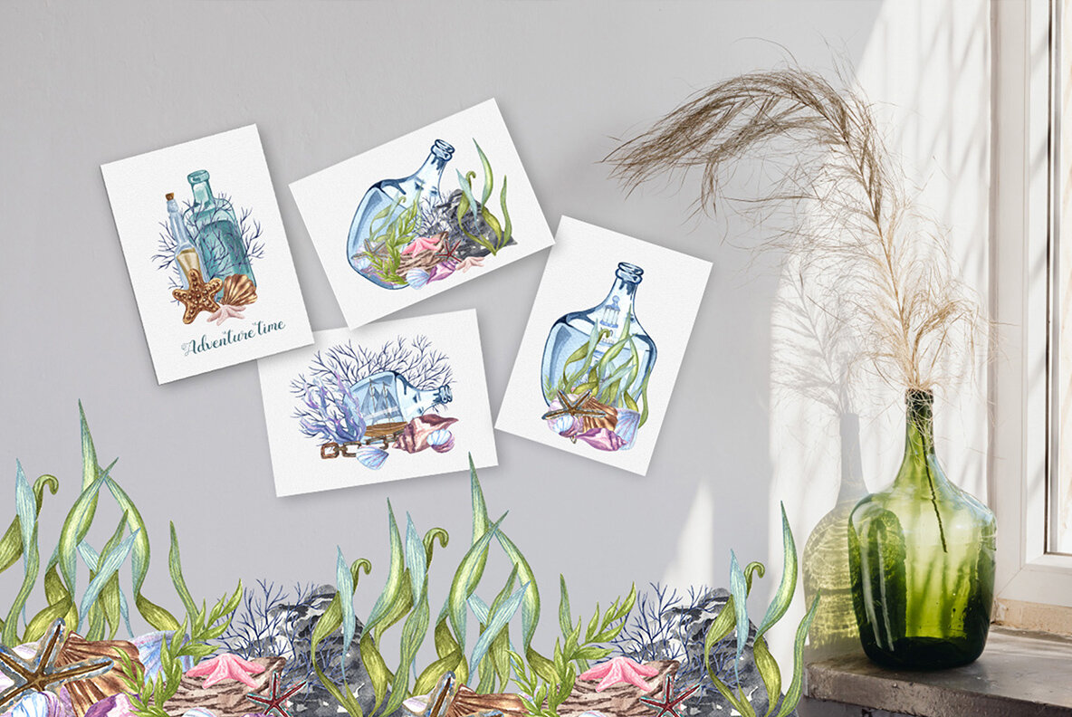 Nautical Seaside Watercolor Set 7