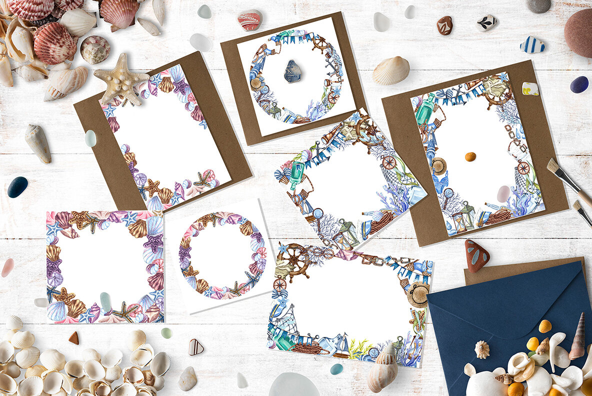 Nautical Seaside Watercolor Set 10