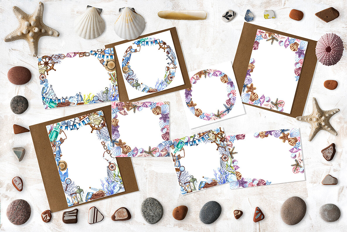 Nautical Seaside Watercolor Set 11