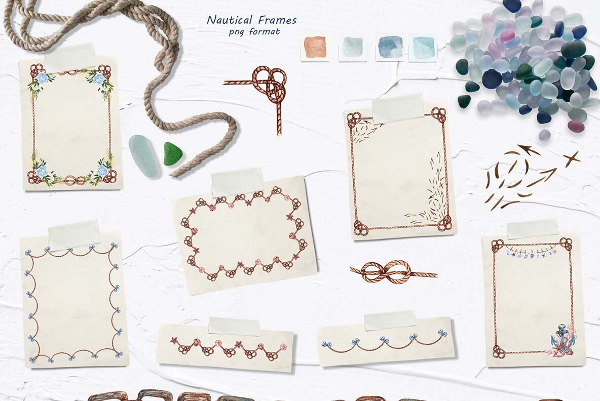 Nautical Seaside Watercolor Set 12