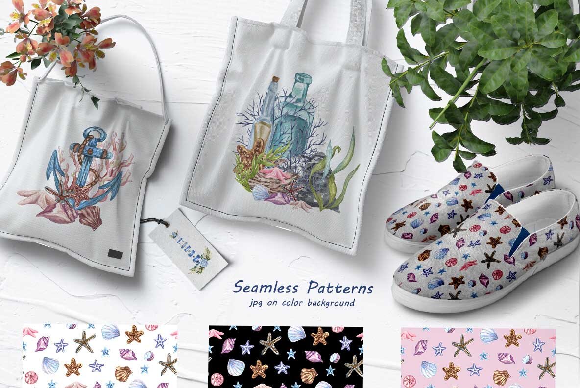 Nautical Seaside Watercolor Set 17