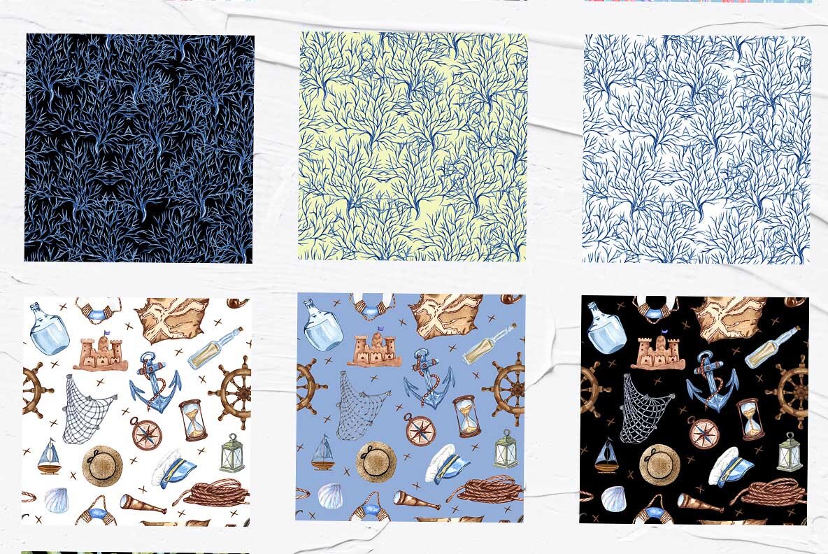 Nautical Seaside Watercolor Set 19