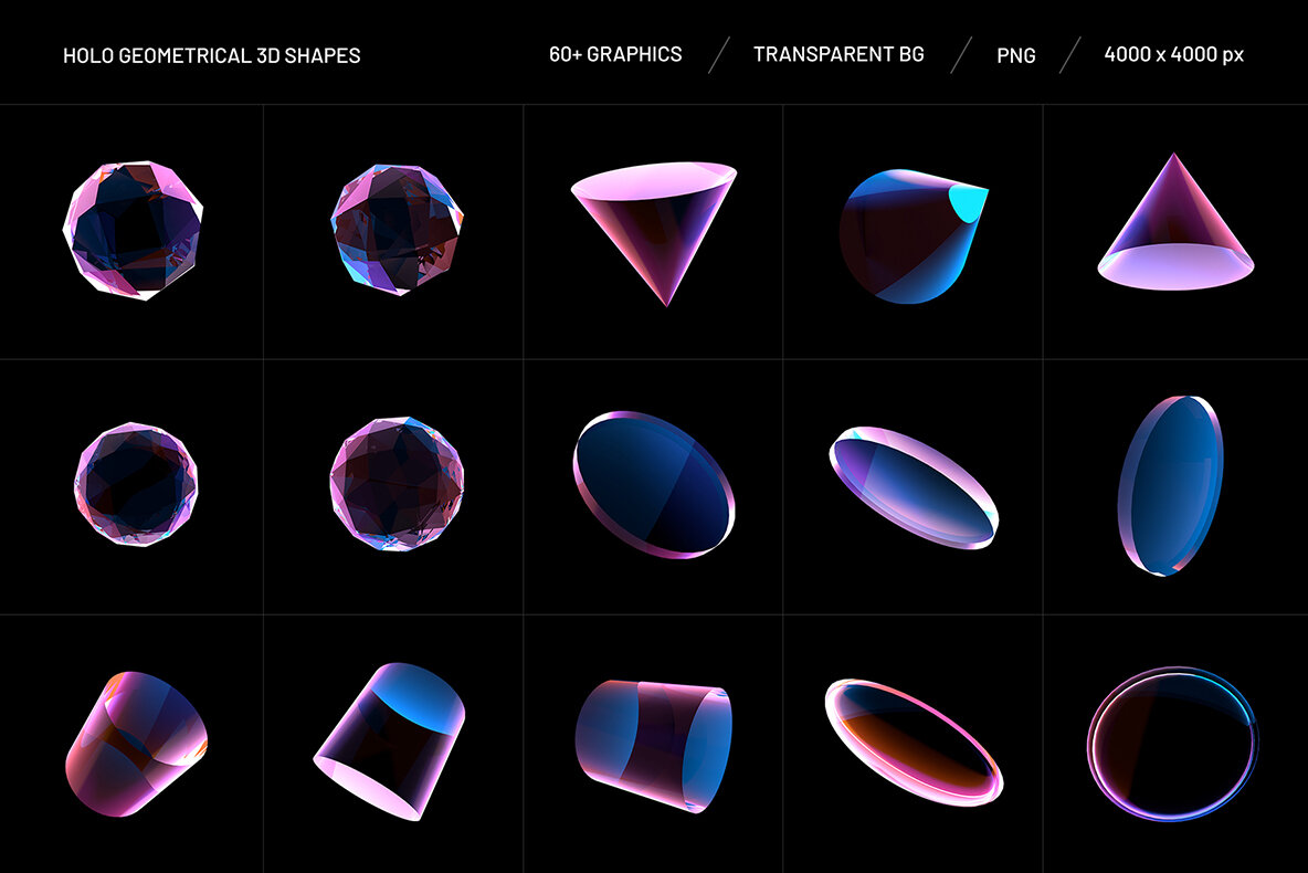 Holo Geometrical 3D Shapes Collection 8