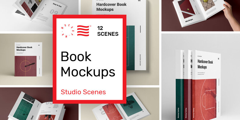 Hardcover Book Mockups   Studio Scenes