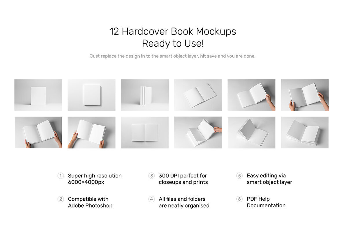 Hardcover Book Mockups   Studio Scenes 3