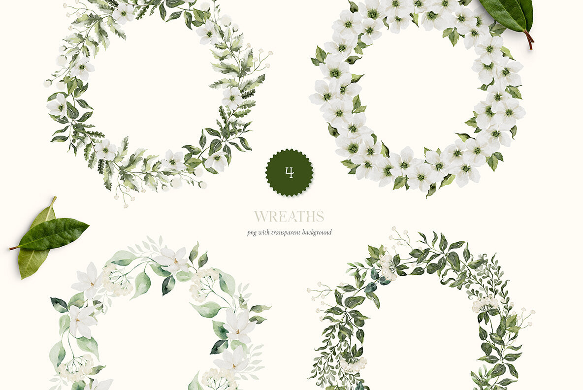 Greenery Watercolor Collection 4