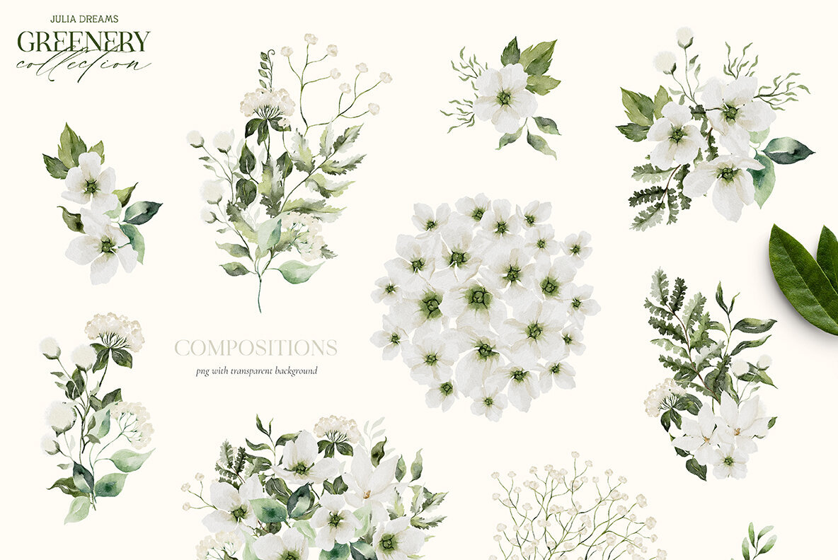 Greenery Watercolor Collection 5