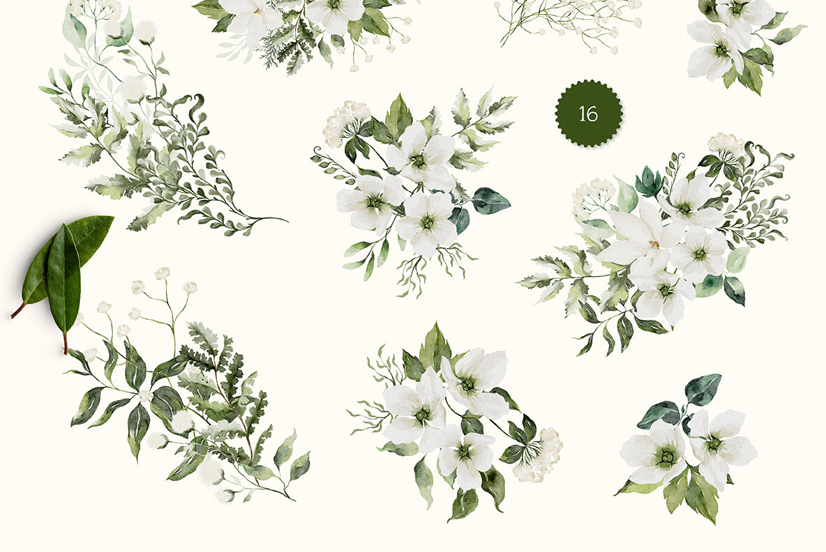 Greenery Watercolor Collection 6