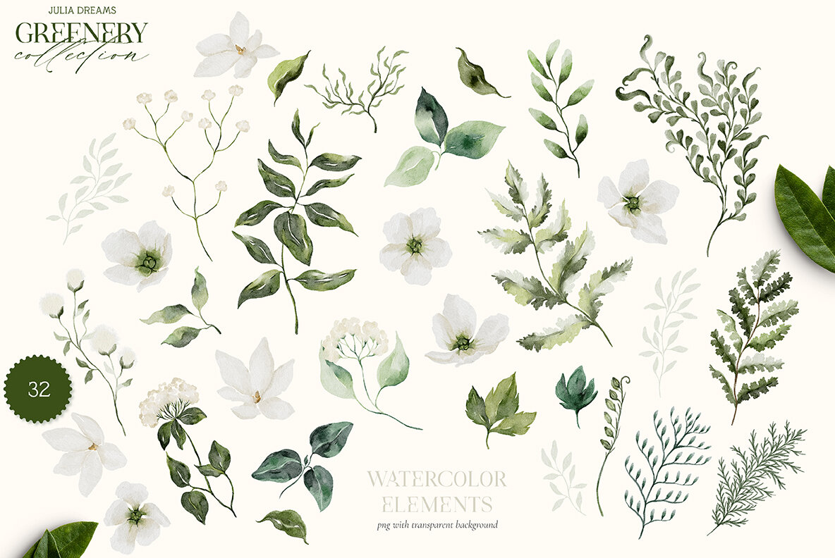 Greenery Watercolor Collection 7