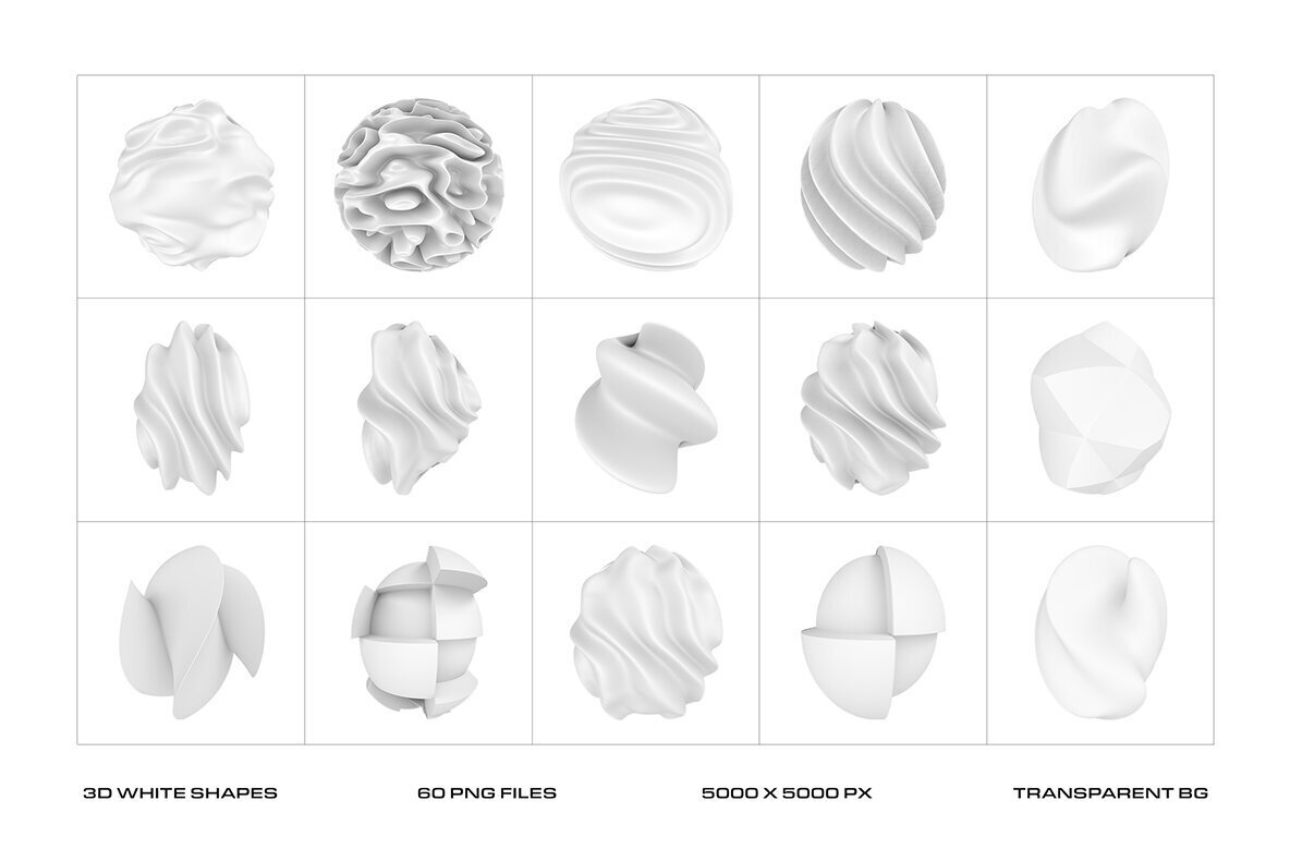 Modern 3D White Shapes Collection 3