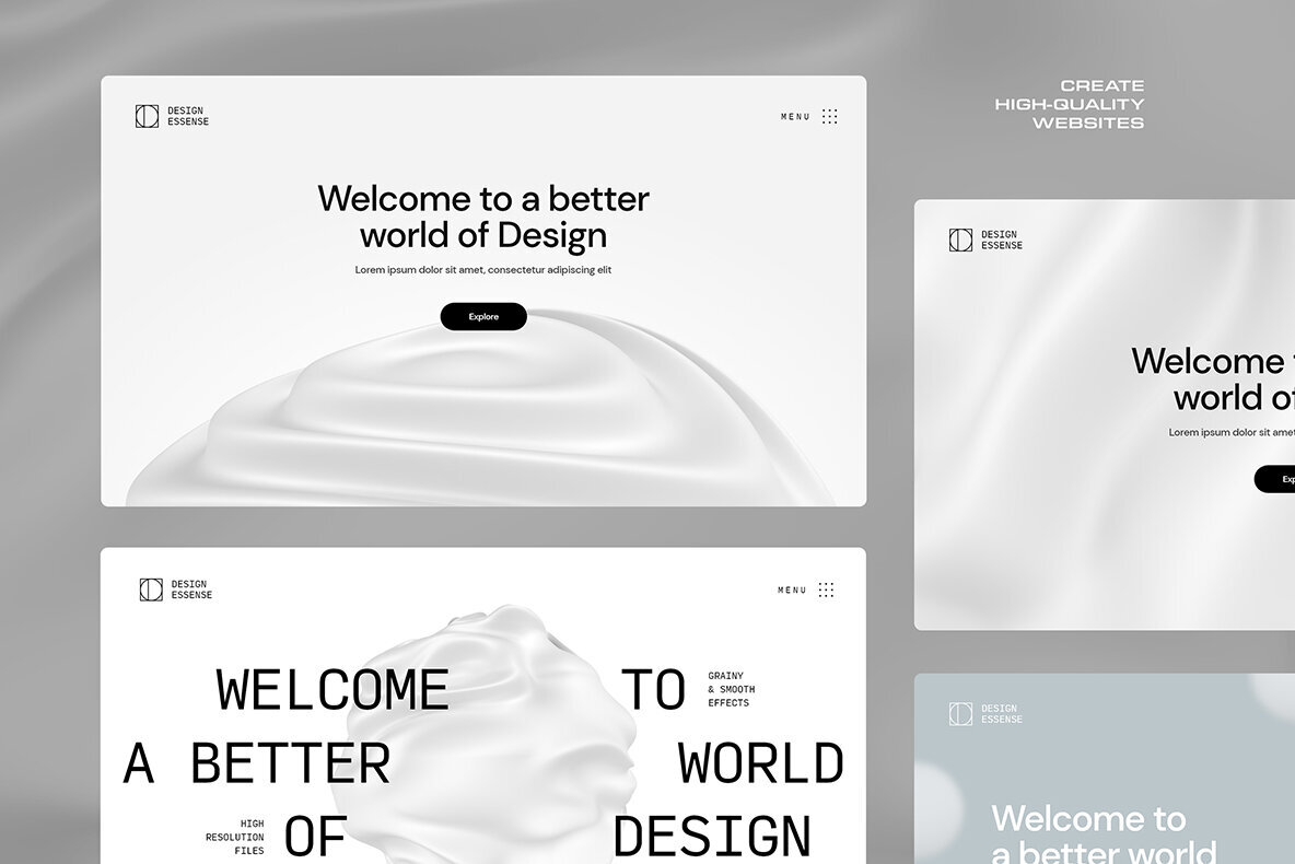 Modern 3D White Shapes Collection 4