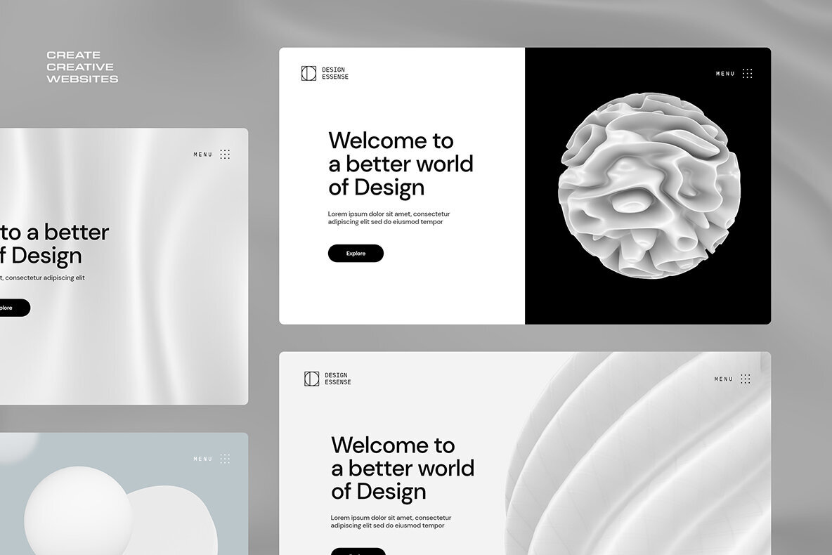 Modern 3D White Shapes Collection 5