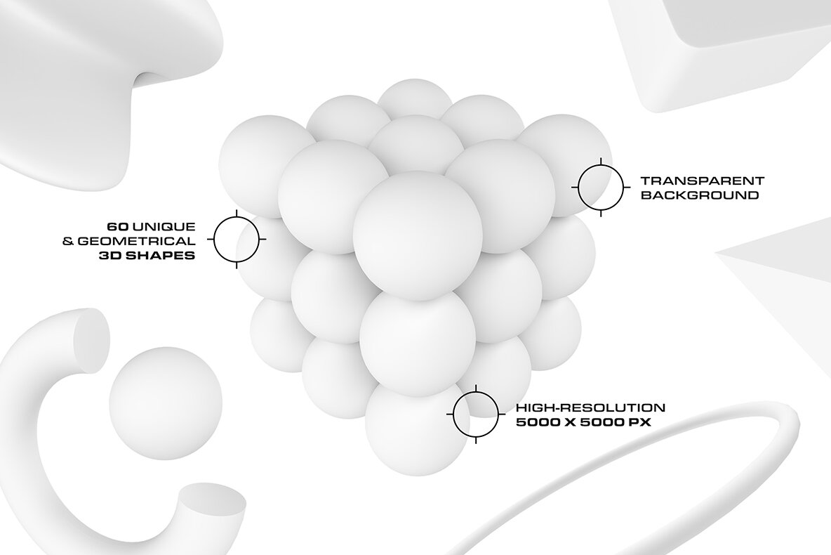 Modern 3D White Shapes Collection 7