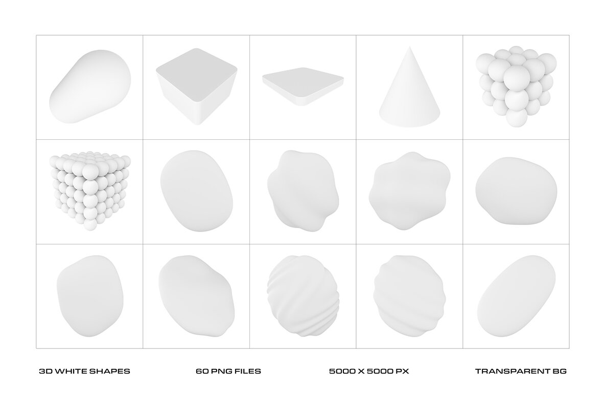 Modern 3D White Shapes Collection 9