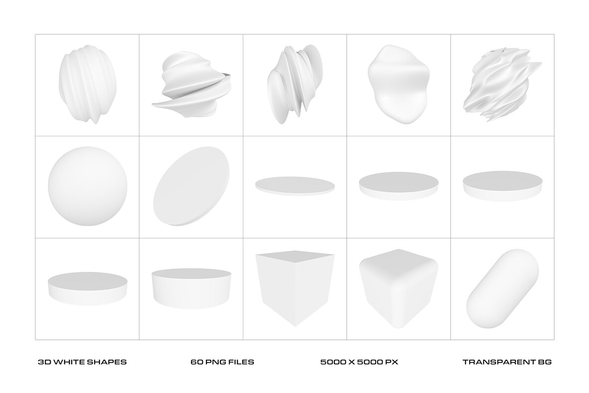 Modern 3D White Shapes Collection 11