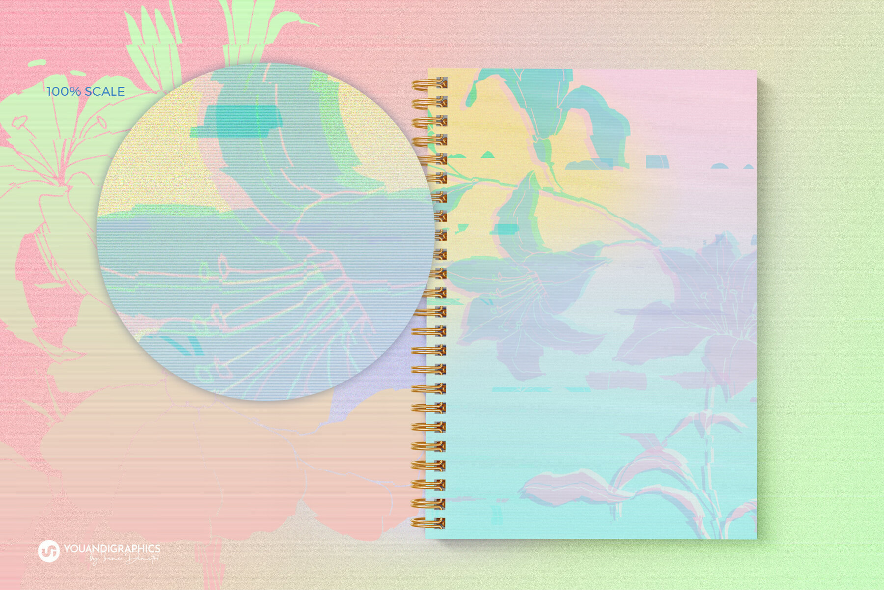 Glitch Effect Floral 90s Backgrounds 3