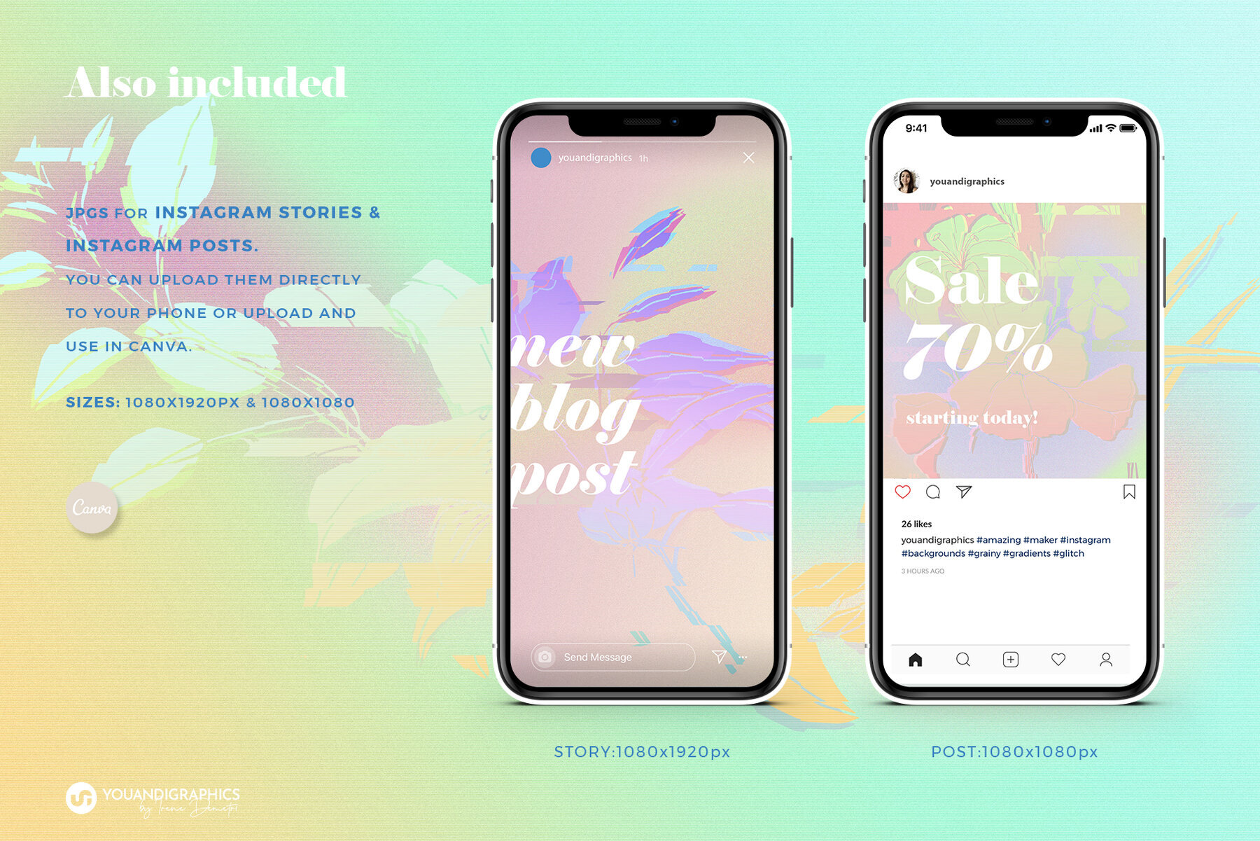 Glitch Effect Floral 90s Backgrounds 4