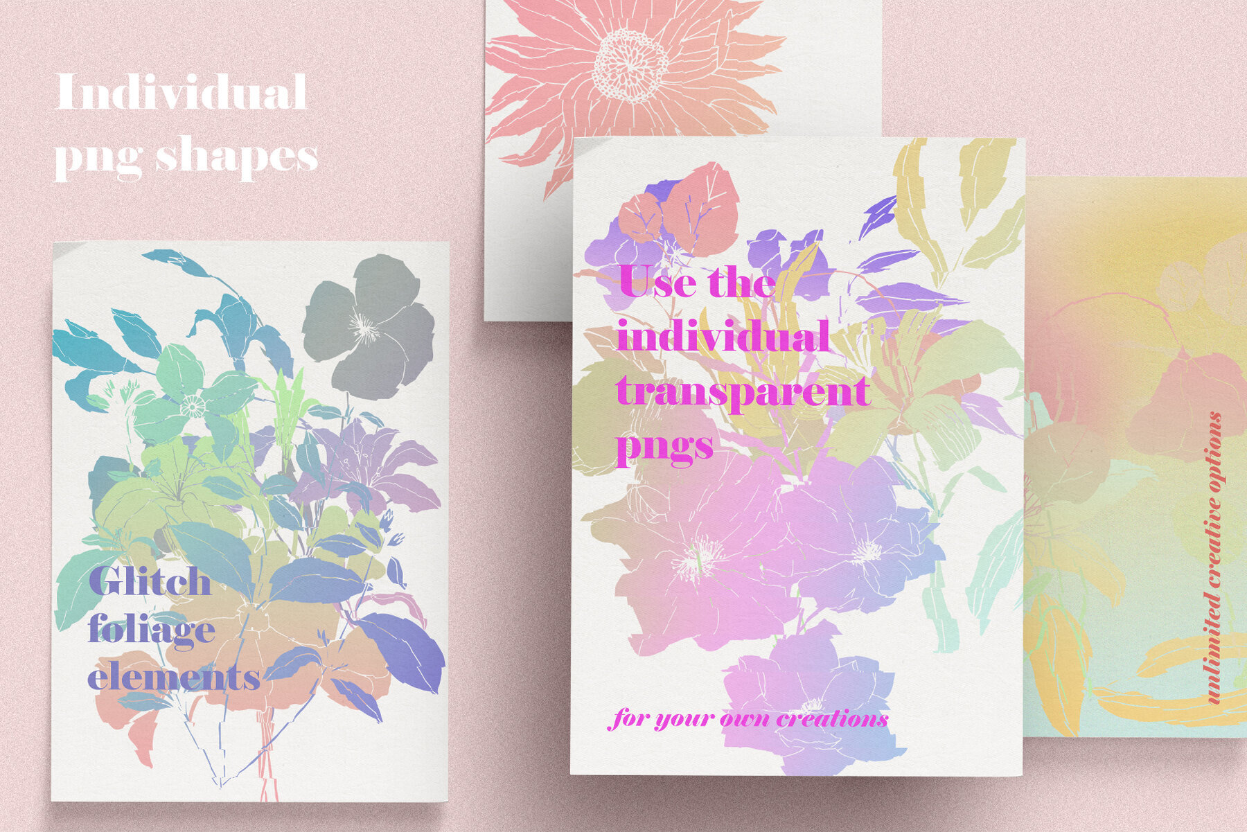 Glitch Effect Floral 90s Backgrounds 5