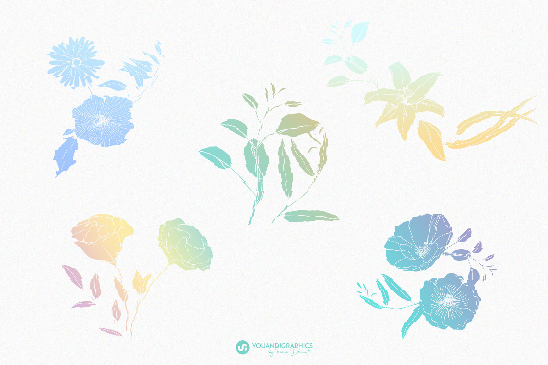 Glitch Effect Floral 90s Backgrounds 9