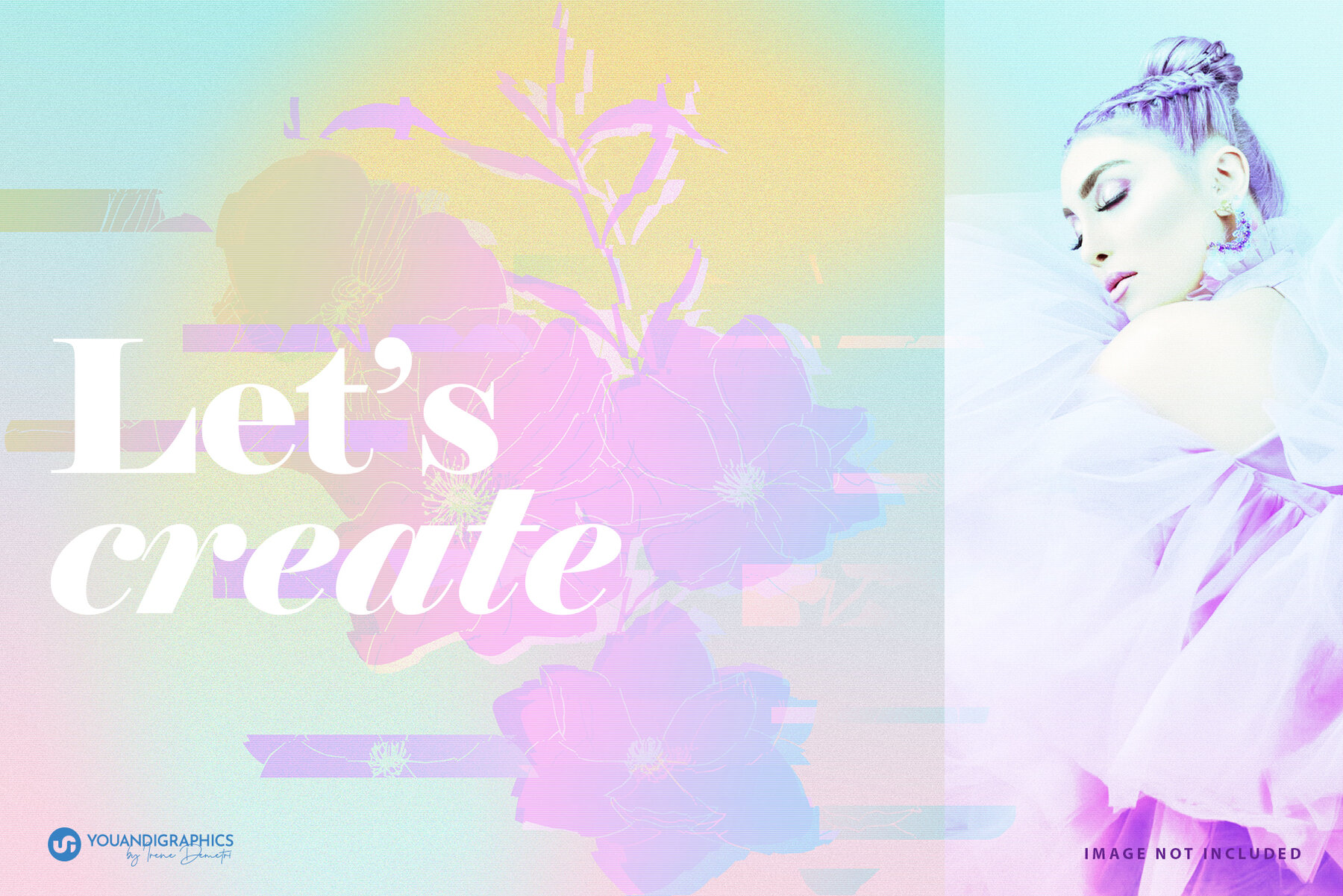 Glitch Effect Floral 90s Backgrounds 14