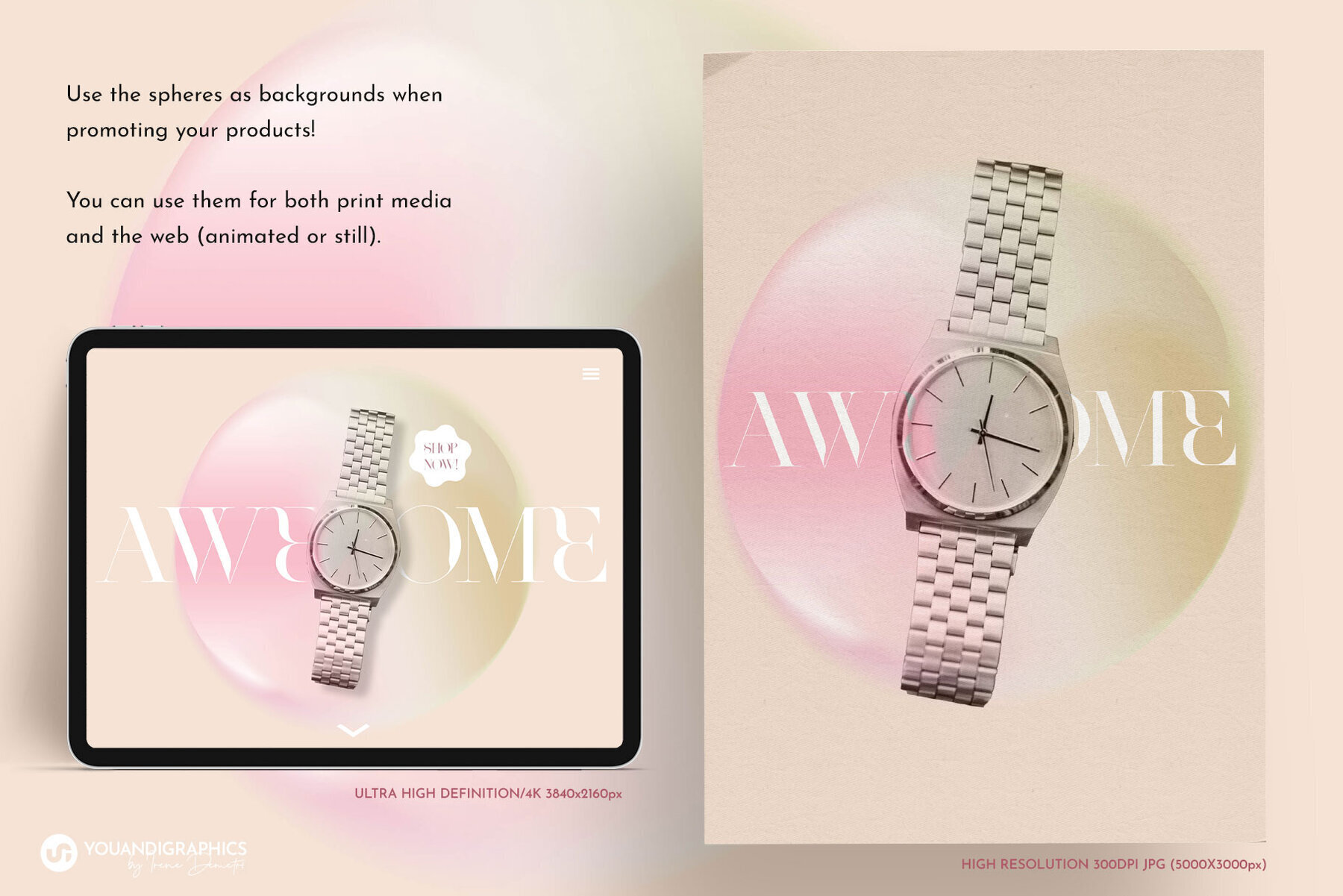 Gradient Spheres Animated and Still 2