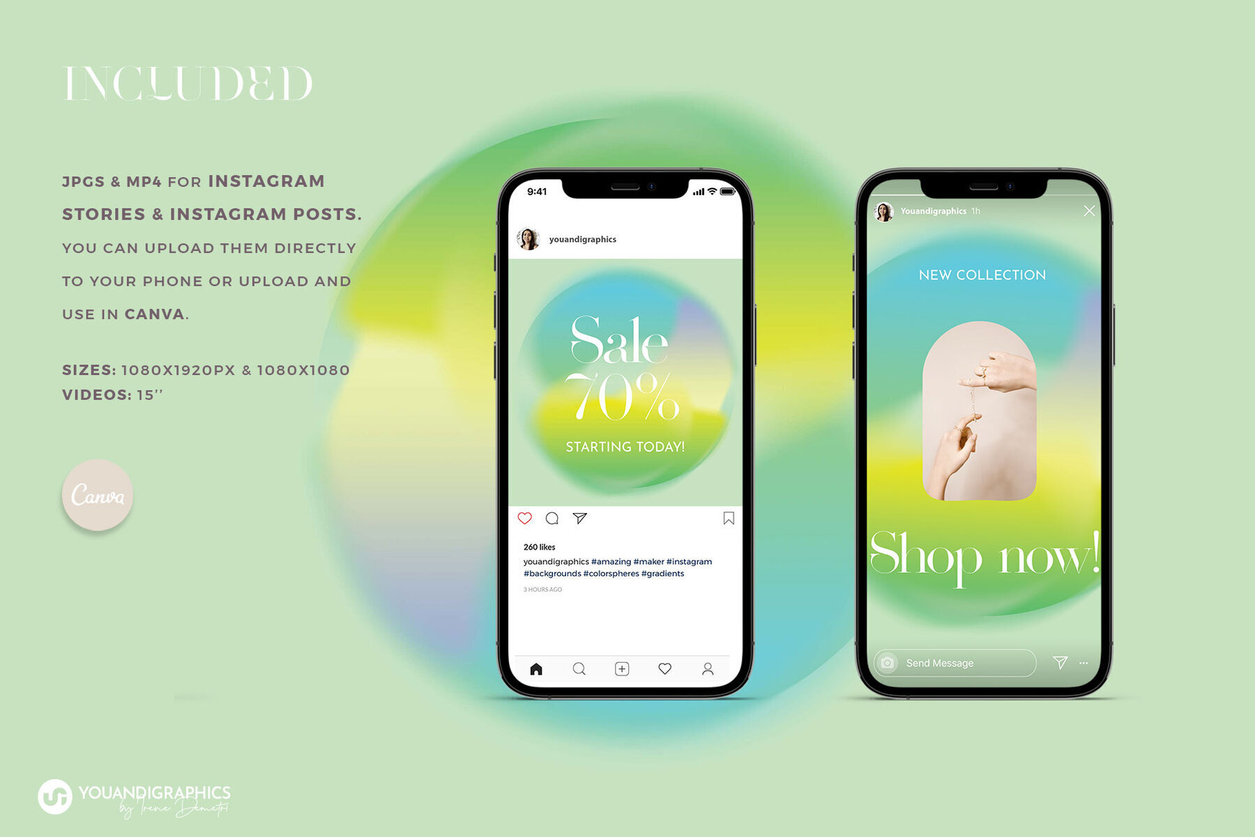 Gradient Spheres Animated and Still 3