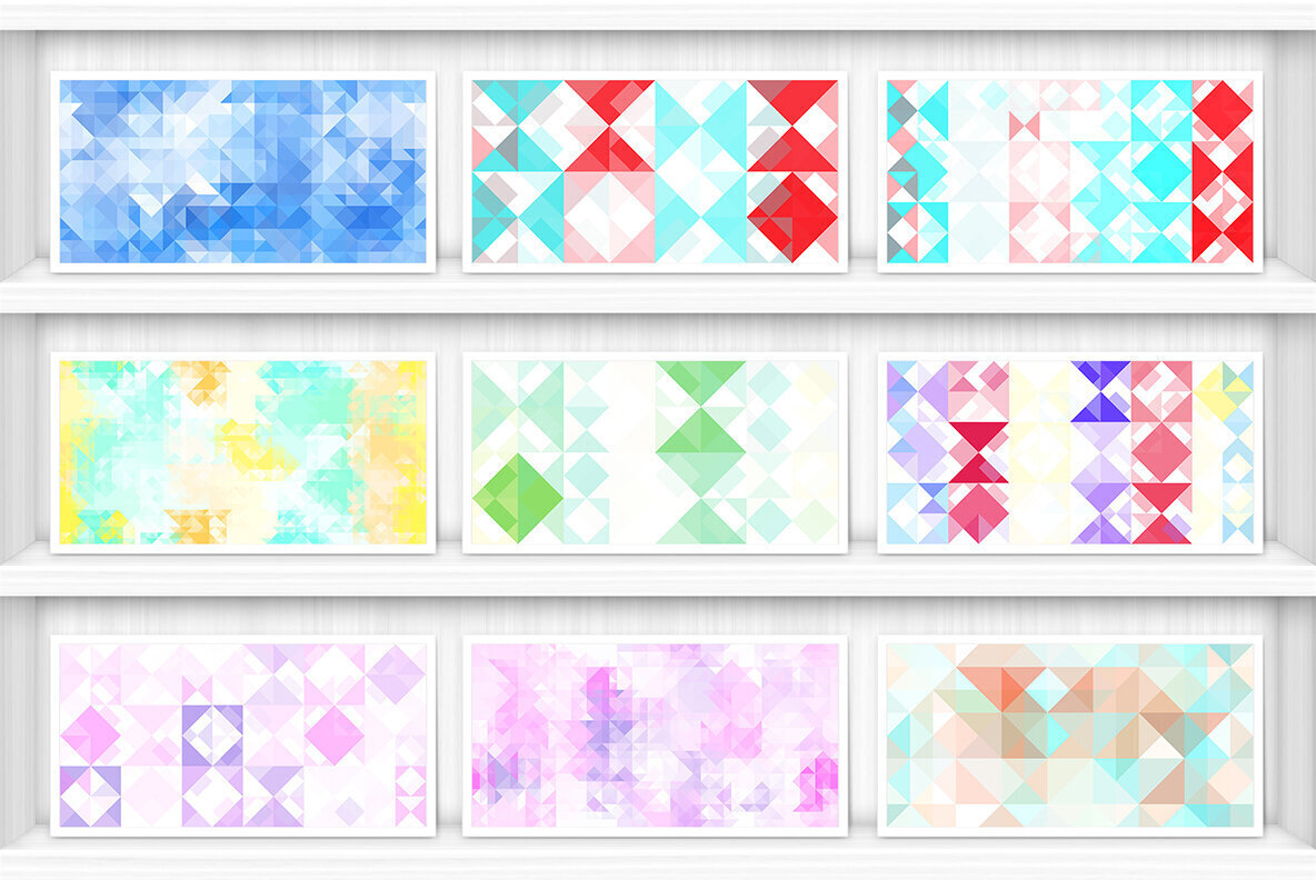 80 Color Triangles Geometry Background Textures 3