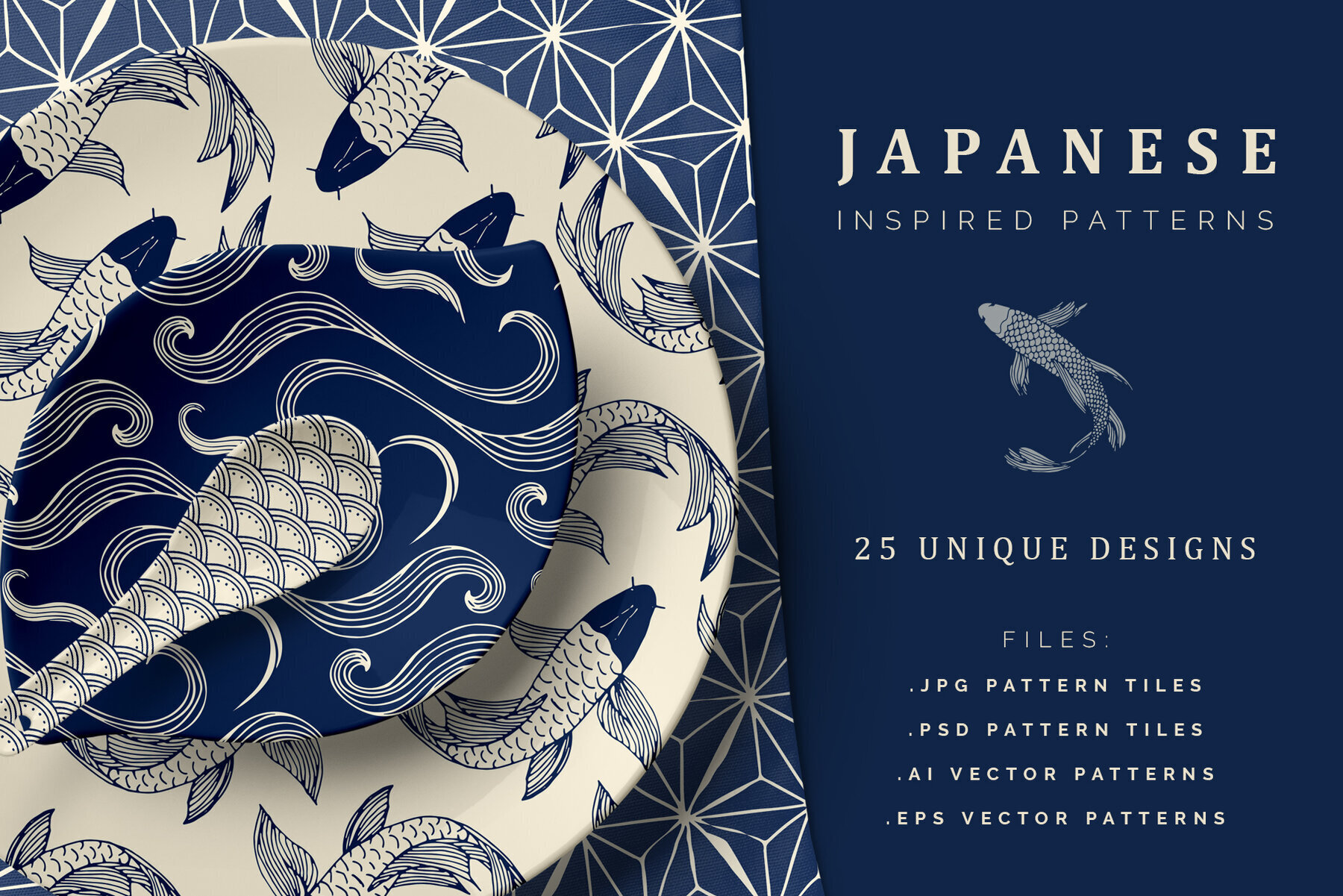 Japanese Patterns Vector Handdrawn 1