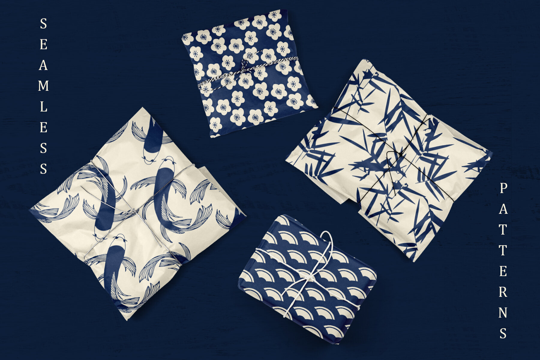 Japanese Patterns Vector Handdrawn 3