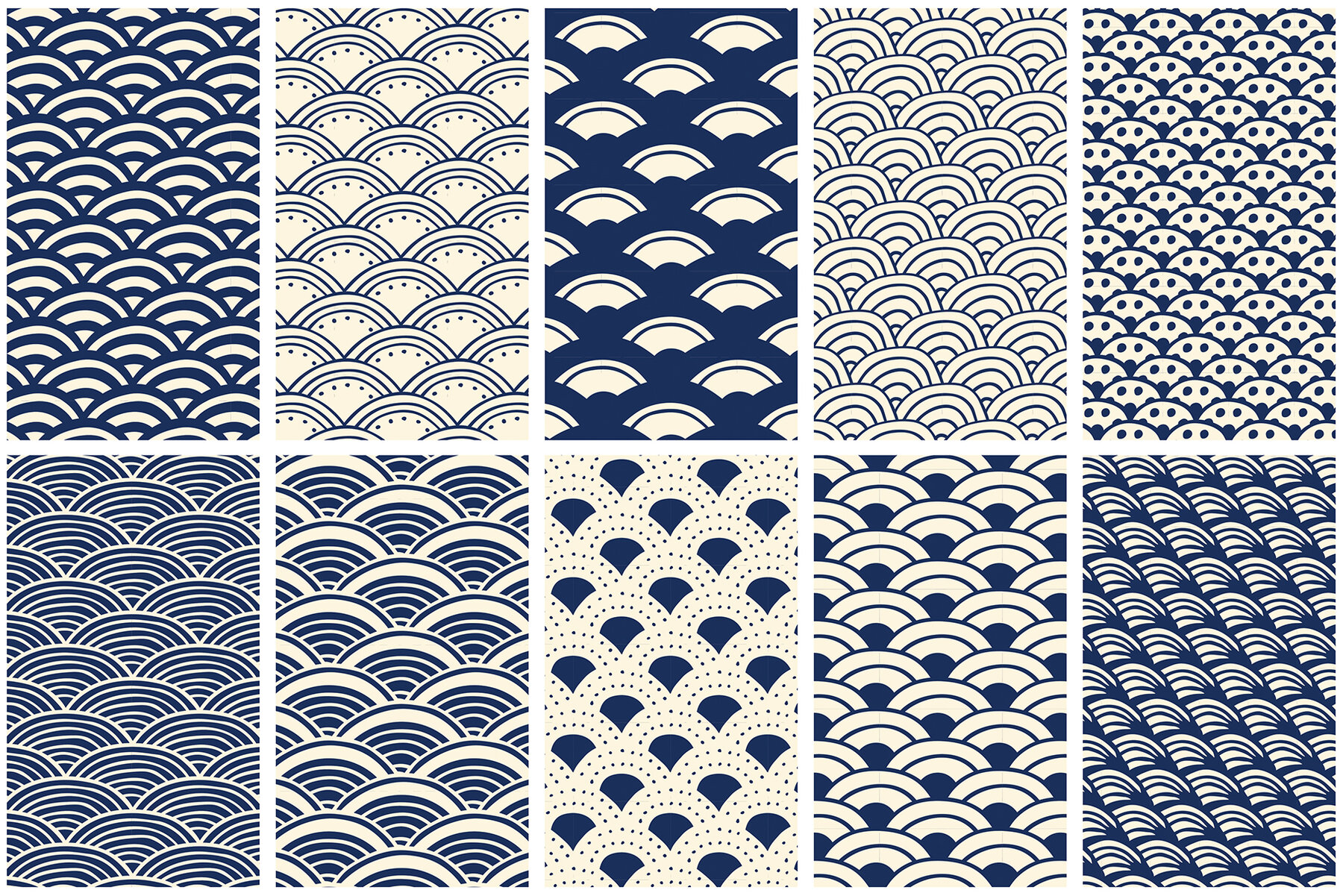 Japanese Patterns Vector Handdrawn 9