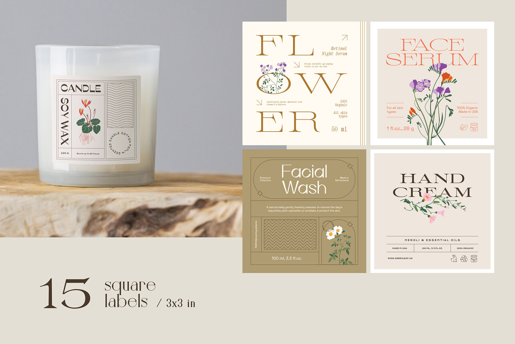 Floral Retro Label Kit 4