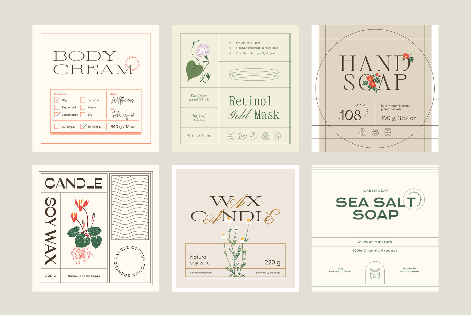 Floral Retro Label Kit 7