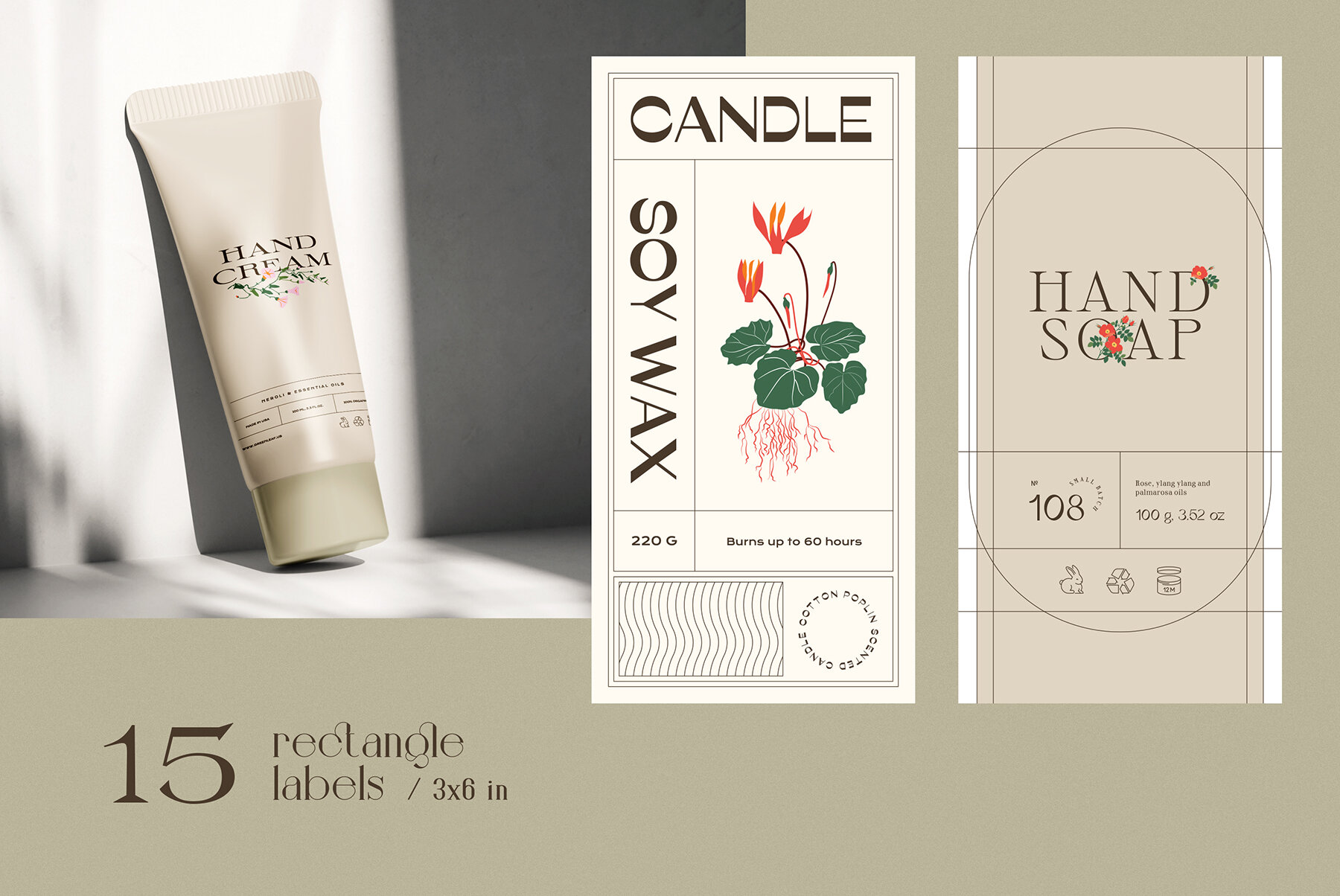 Floral Retro Label Kit 10
