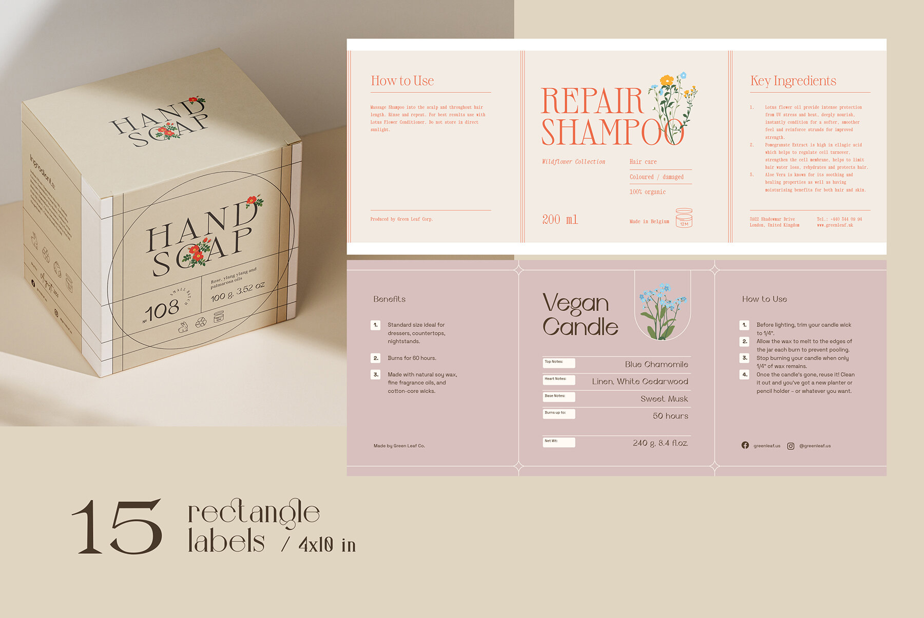 Floral Retro Label Kit 15