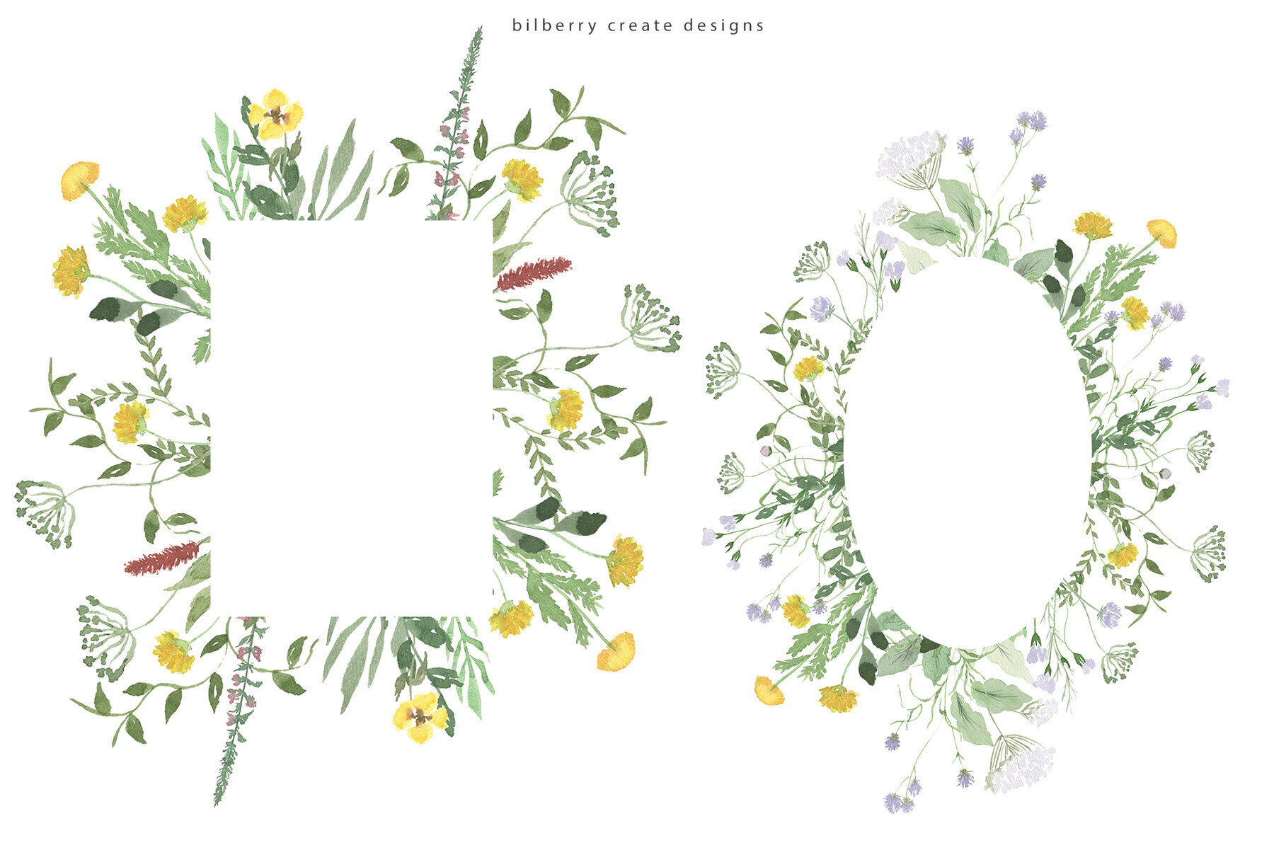 Watercolor Spring Fields Art Set 4