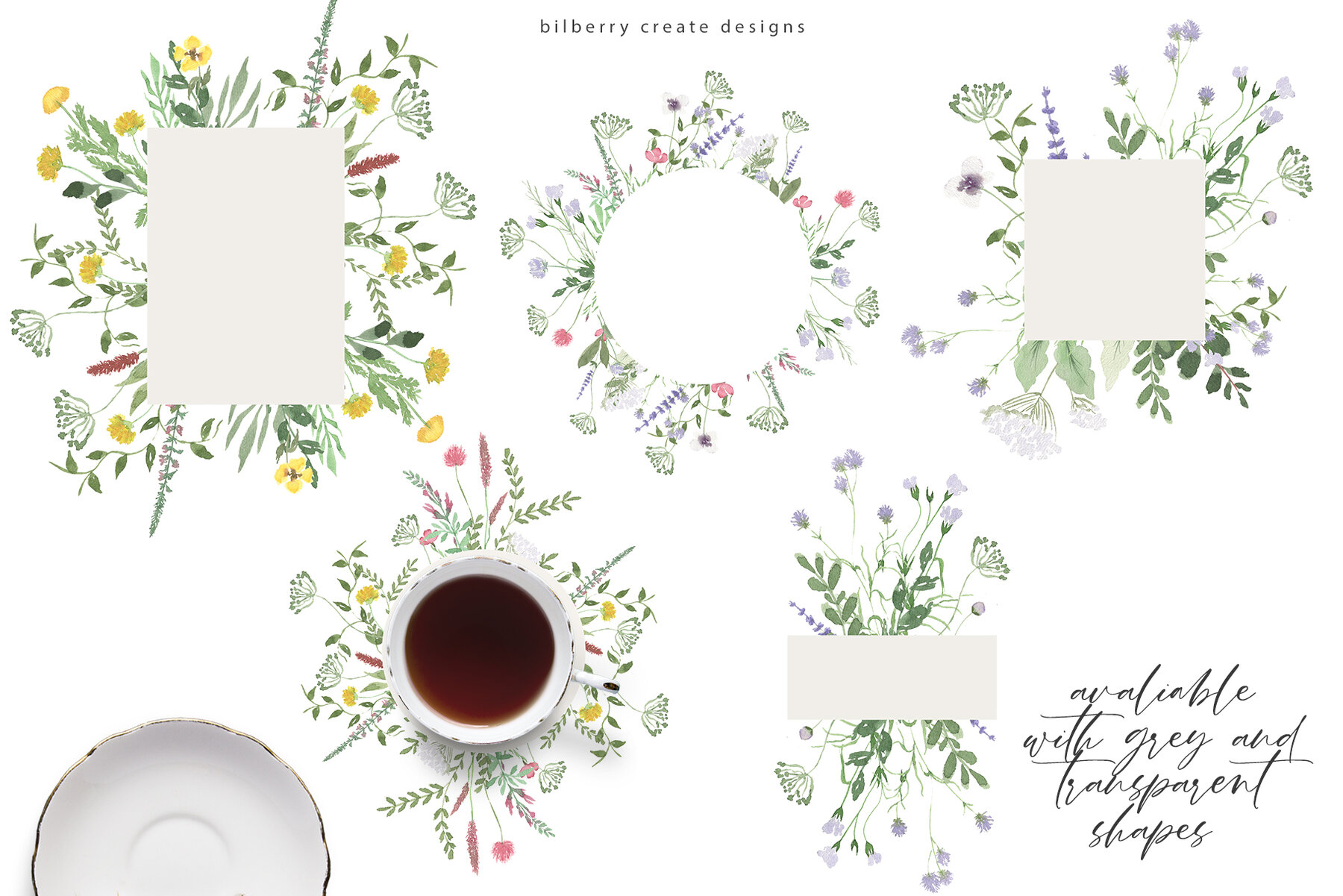 Watercolor Spring Fields Art Set 6