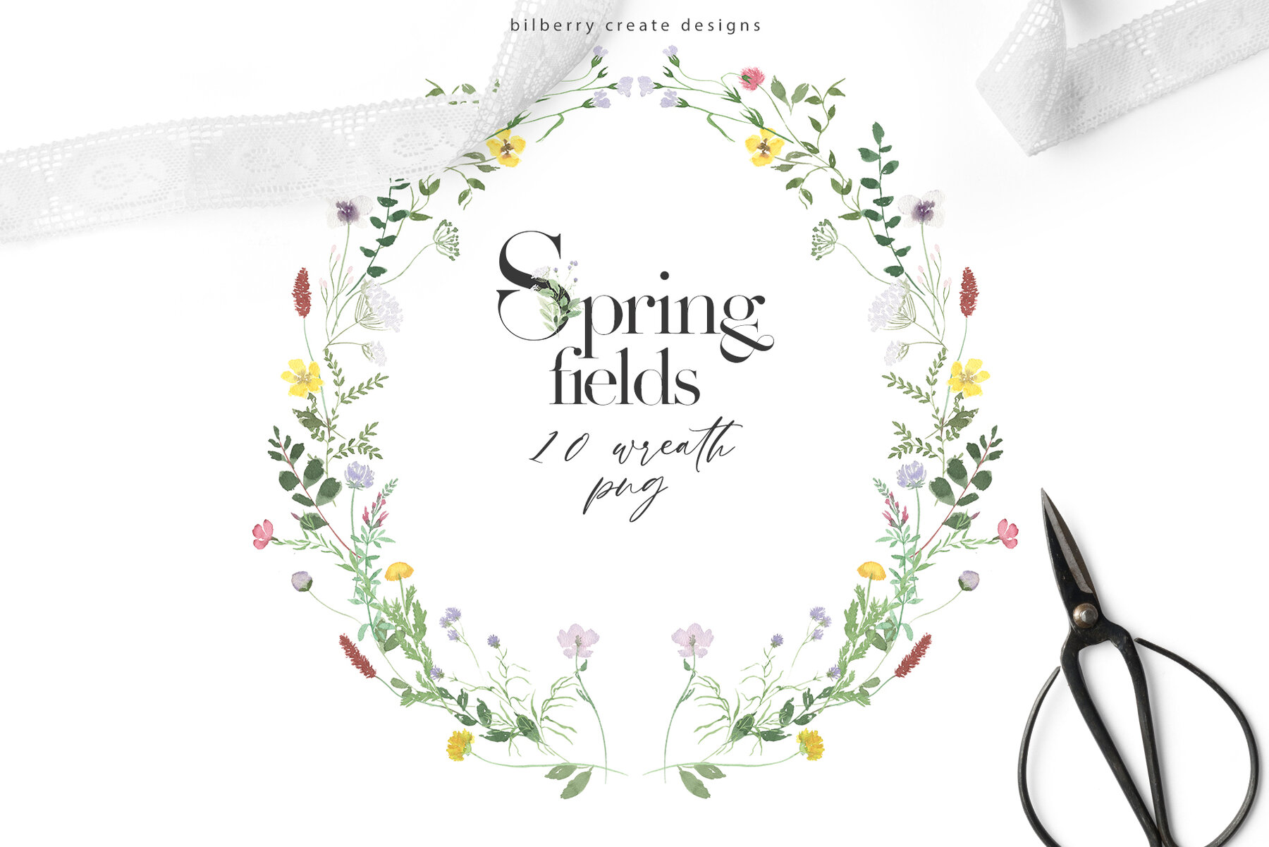 Watercolor Spring Fields Art Set 11
