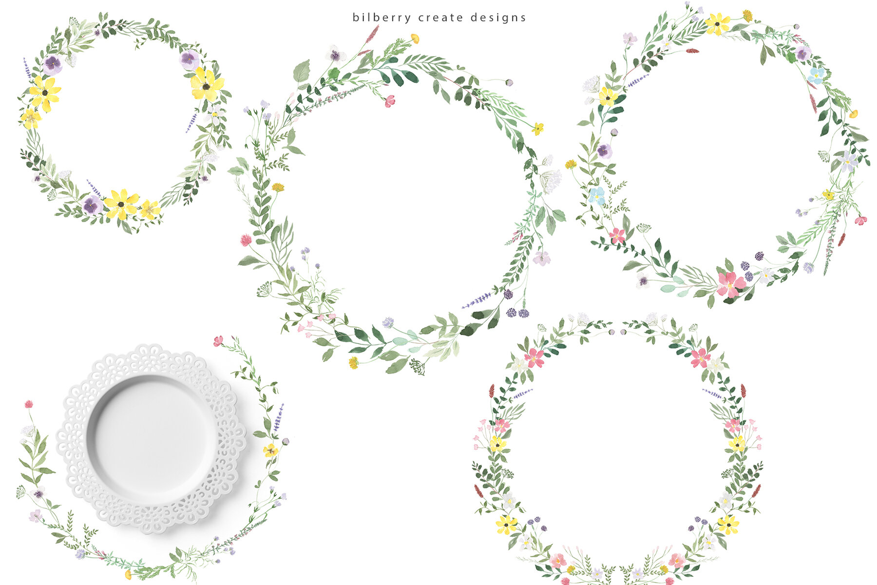 Watercolor Spring Fields Art Set 12