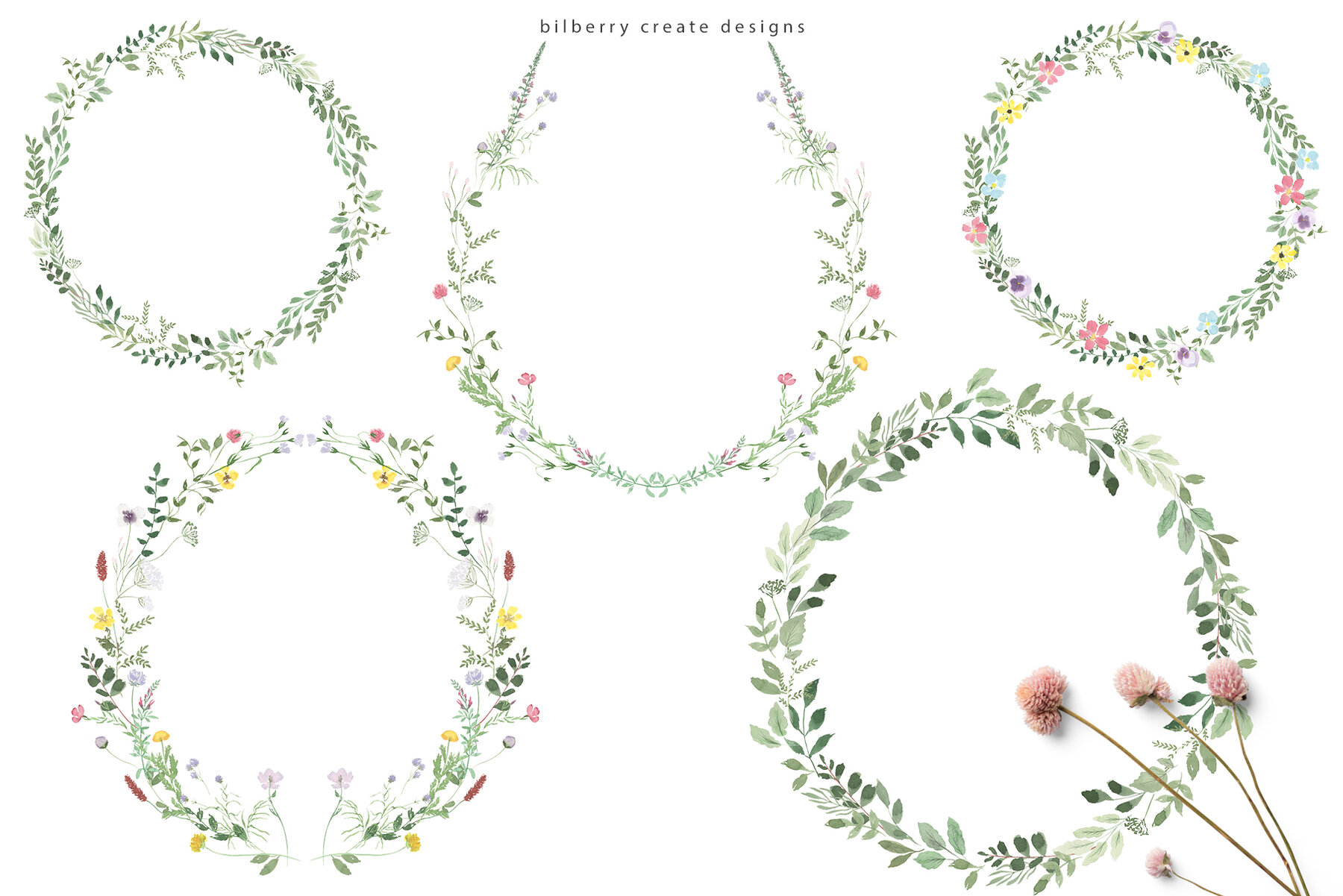 Watercolor Spring Fields Art Set 13