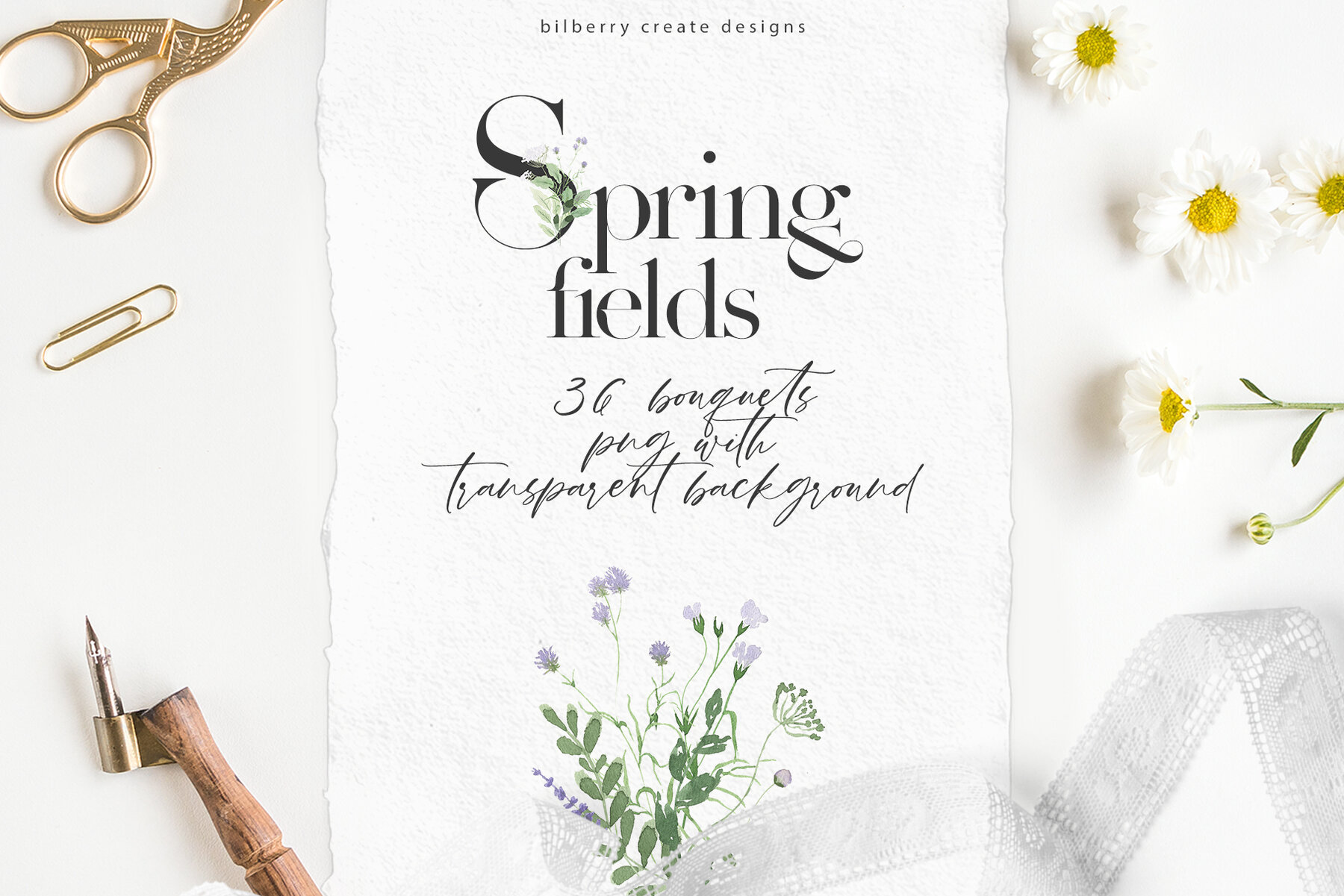 Watercolor Spring Fields Art Set 14
