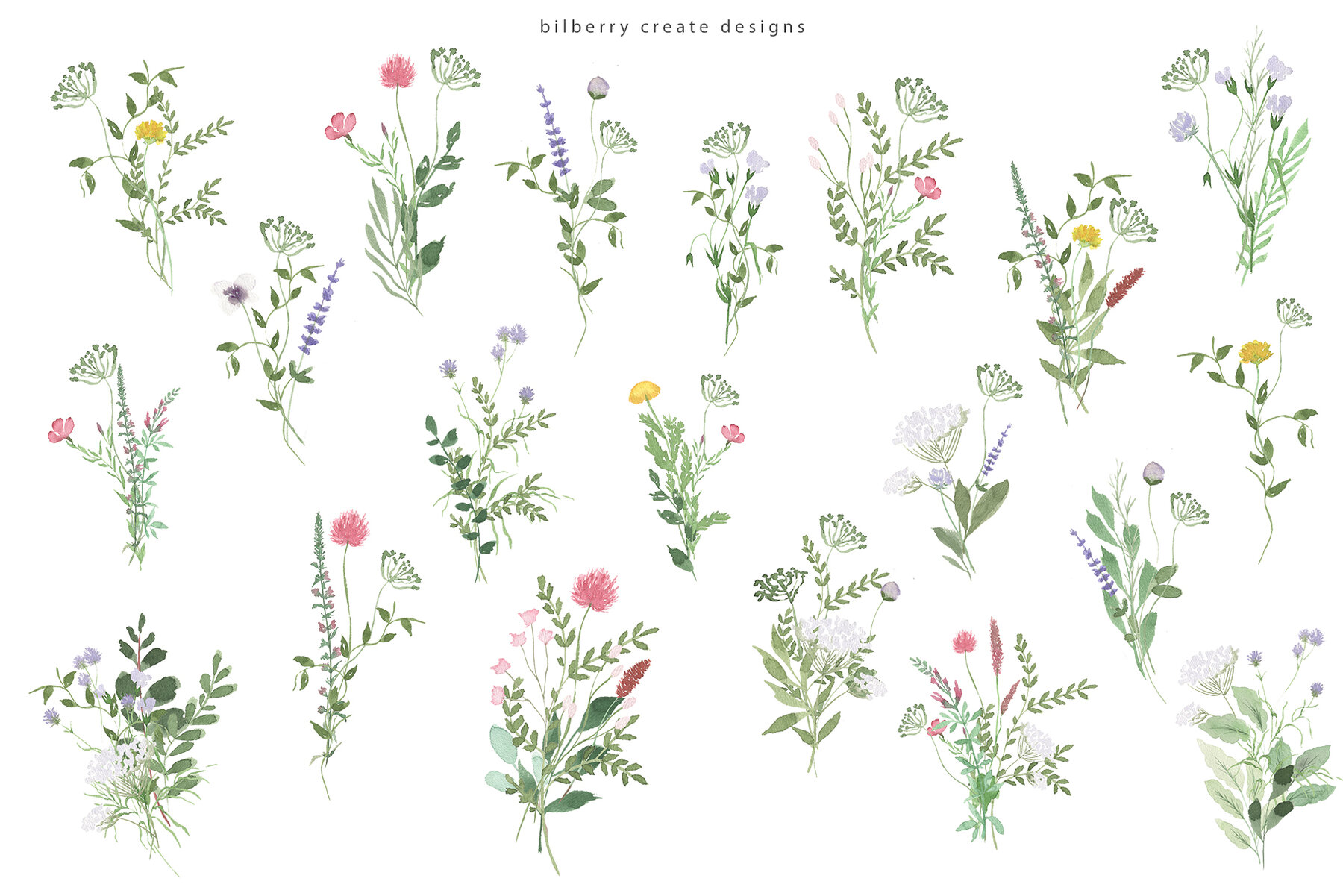 Watercolor Spring Fields Art Set 15