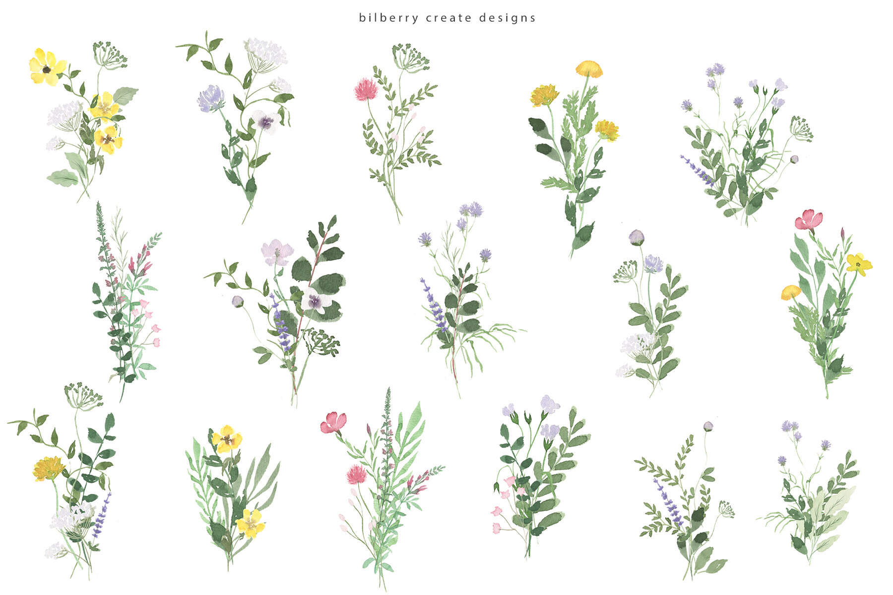 Watercolor Spring Fields Art Set 16