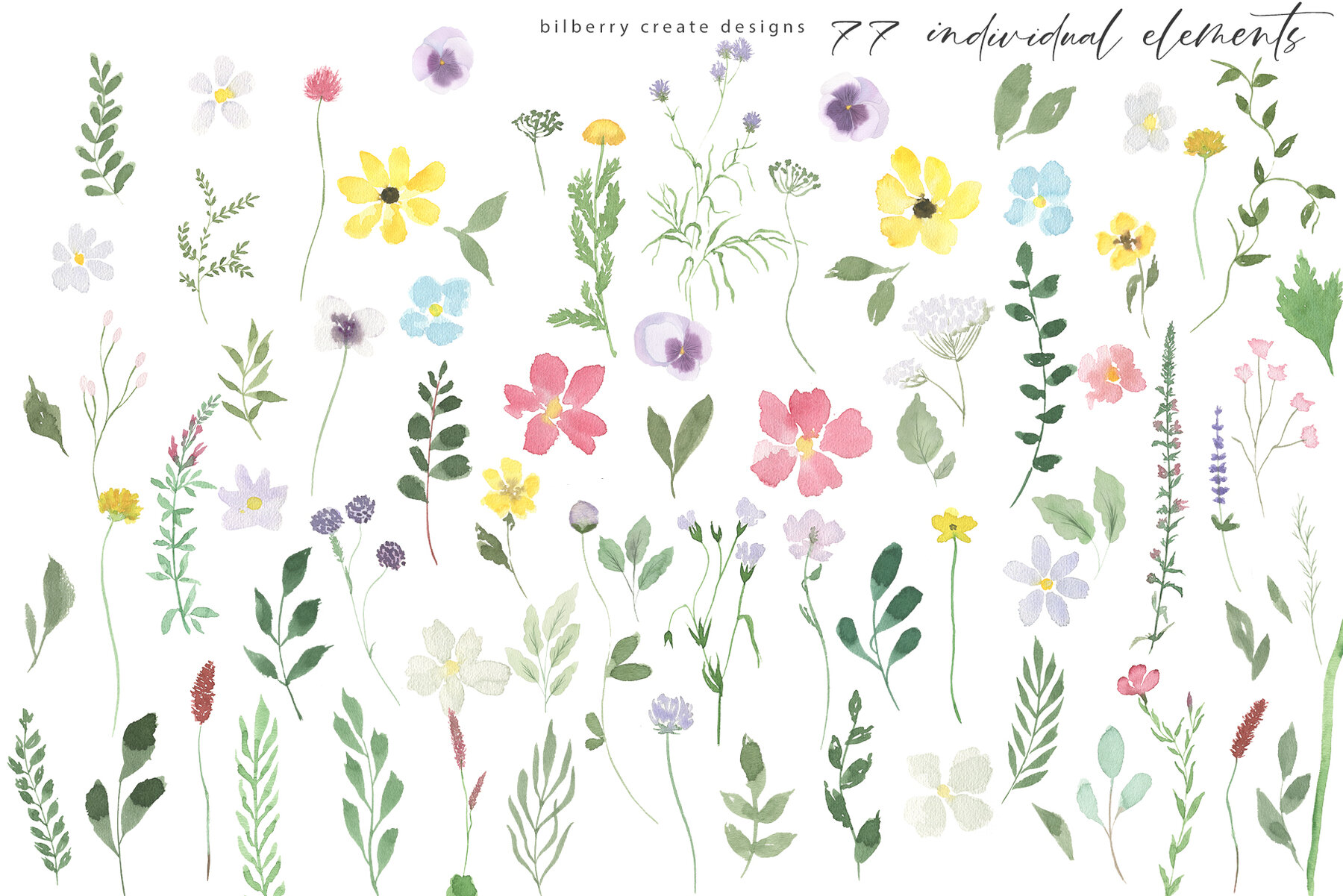 Watercolor Spring Fields Art Set 23