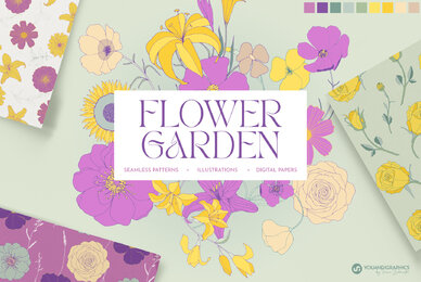 Flower Garden Seamless Patterns