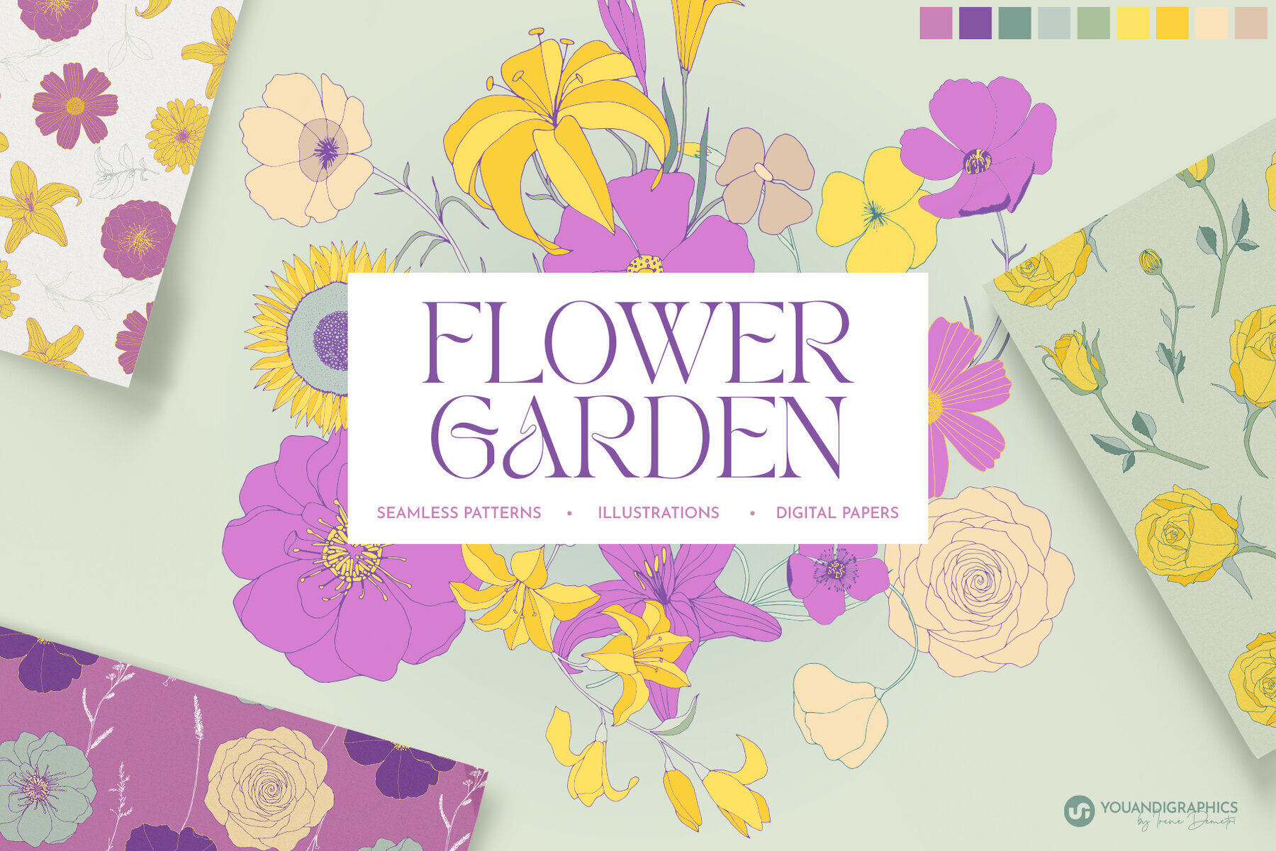 Flower Garden Seamless Patterns 1