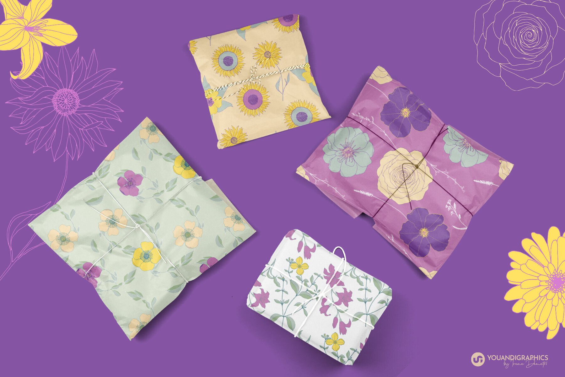 Flower Garden Seamless Patterns 2