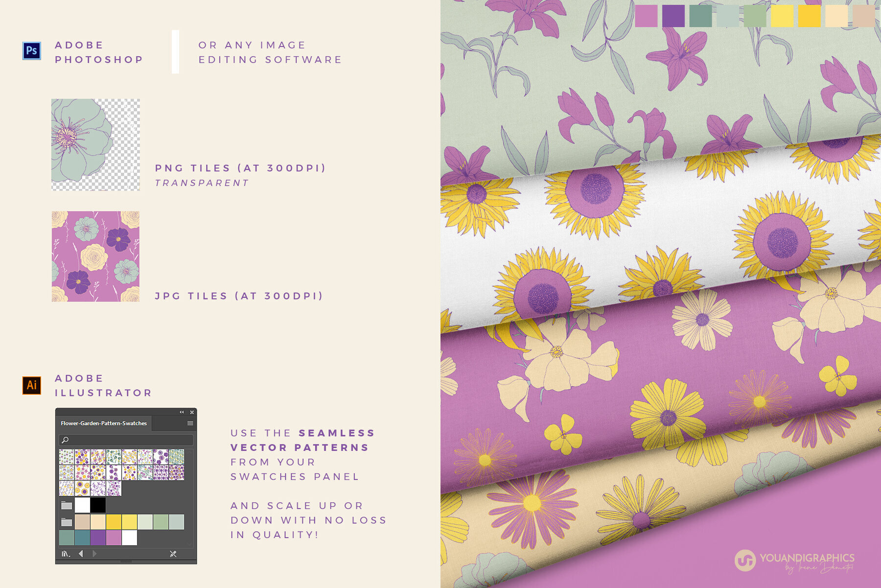 Flower Garden Seamless Patterns 3